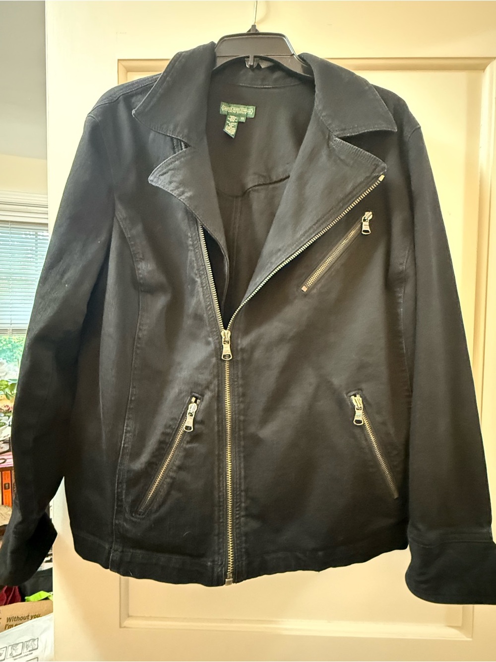 Ralph Lauren Black Denim Moto-Style Zip Jacket